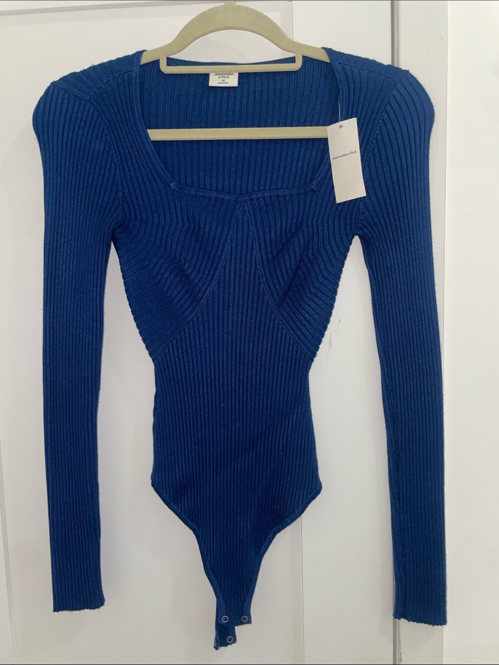Abercrombie NWT Ribbed Blue Long-Sleeve Bodysuit